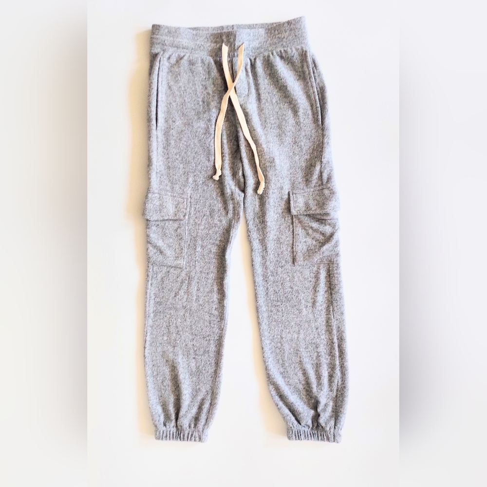 Theo & Spence Drawstring Cropped Joggers Pants Gray Size XS